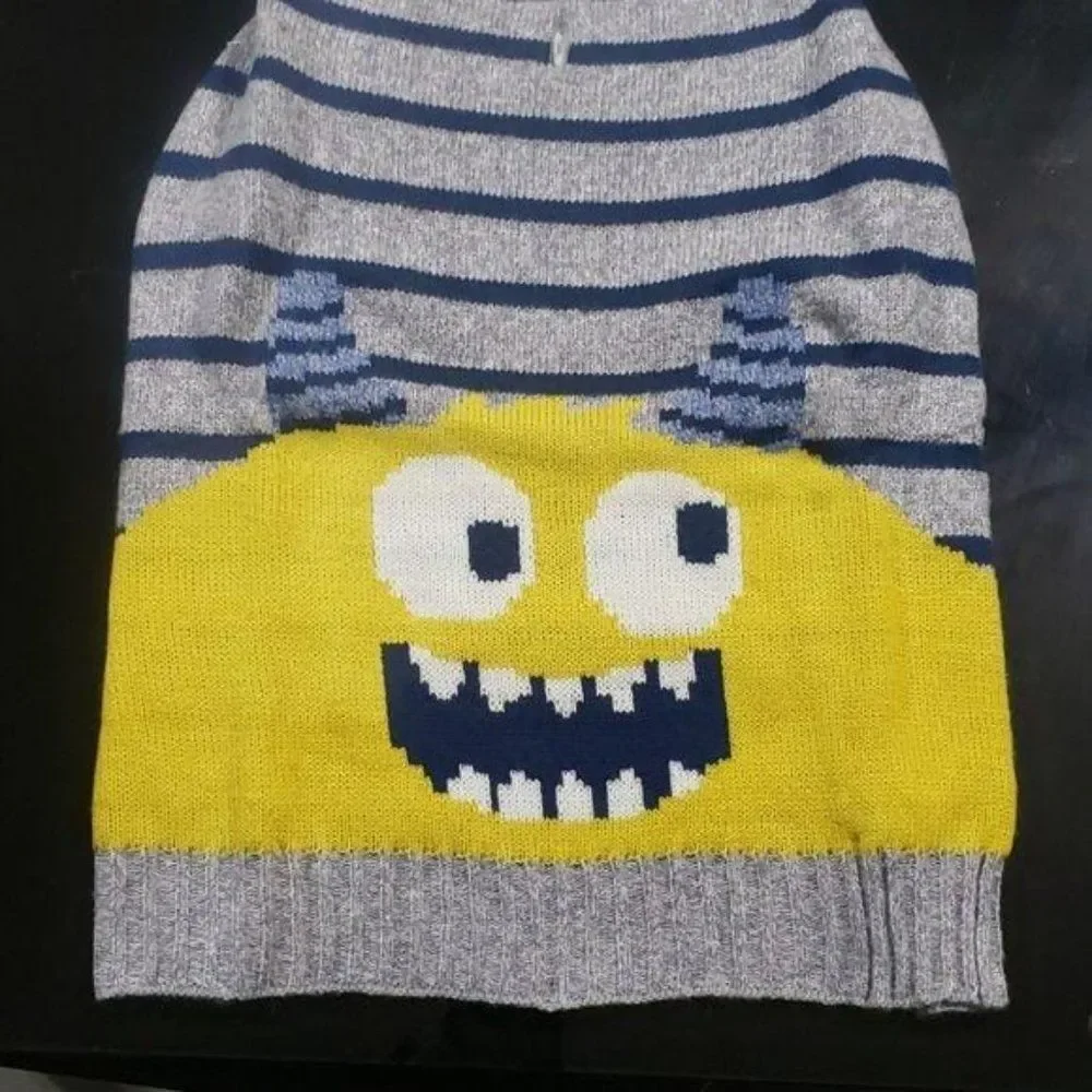 Monster knit gray yellow alien dog‎ sweater